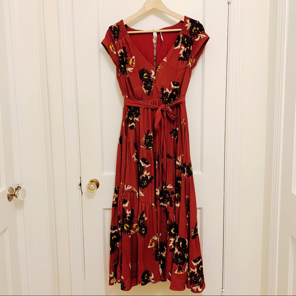 Maroon Floral Free People Maxi Dress